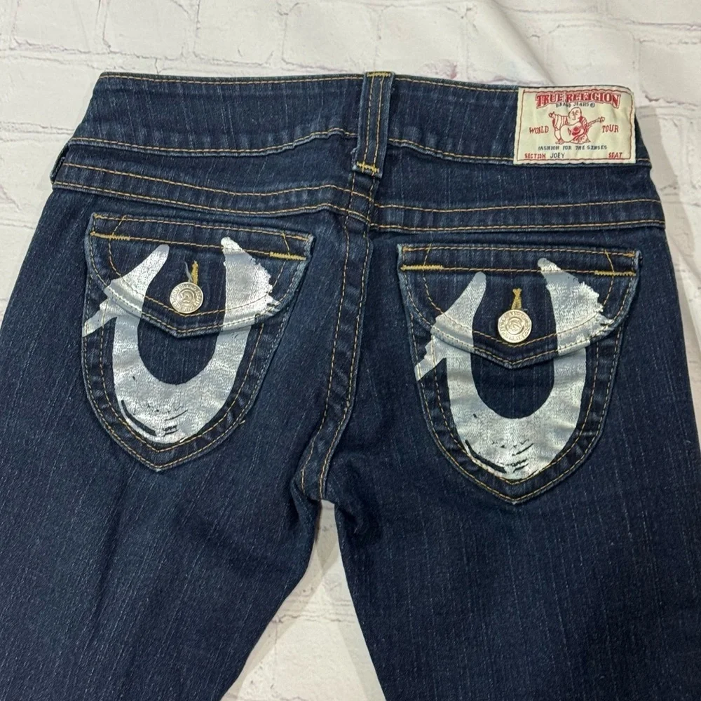 TRUE RELIGION BRAND JEANS “JOEY” boot cut flare Women's Blue Denim Pants 27 EUC - Picture 3 of 15